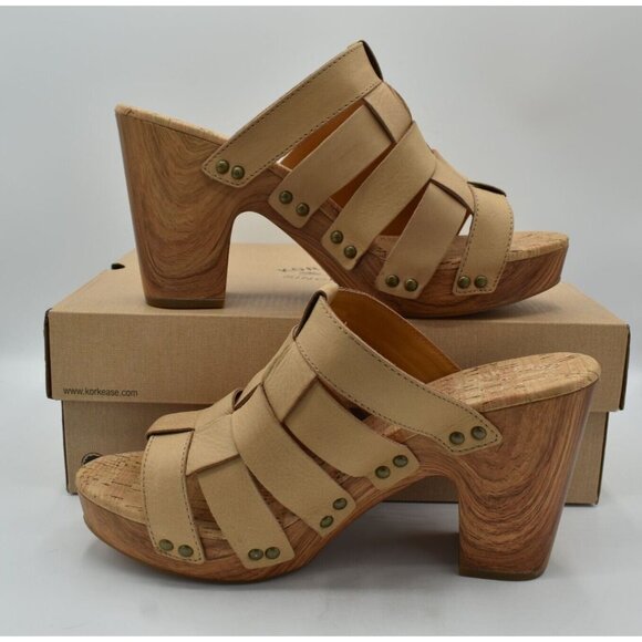 Kork Ease Womens Size 11 Devan Natural Nude Full Grain Leather Platform Sandals - Picture 9 of 11